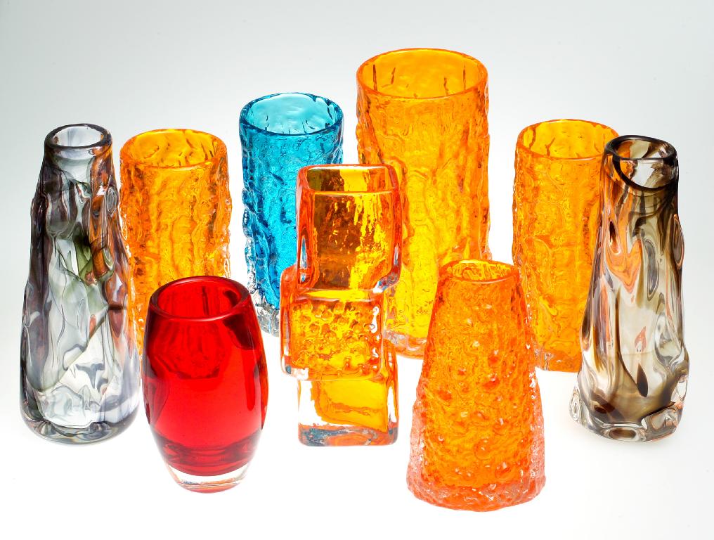 Appraisal: WHITEFRIARS GLASS TANGERINE VOLCANO VASE designed by Geoffrey Baxter with