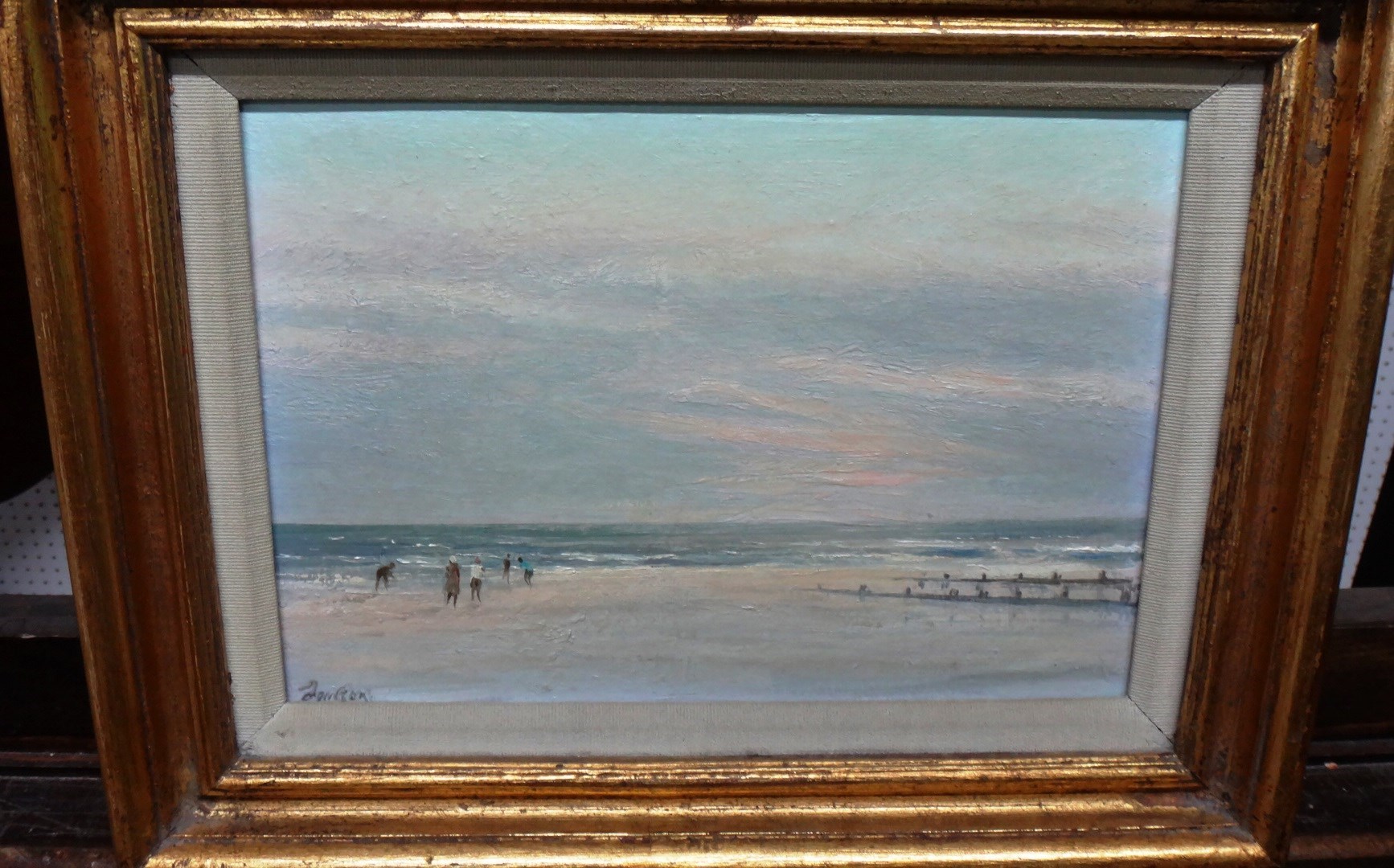 Appraisal: Edward Dawson th century Evening walk on the beach oil