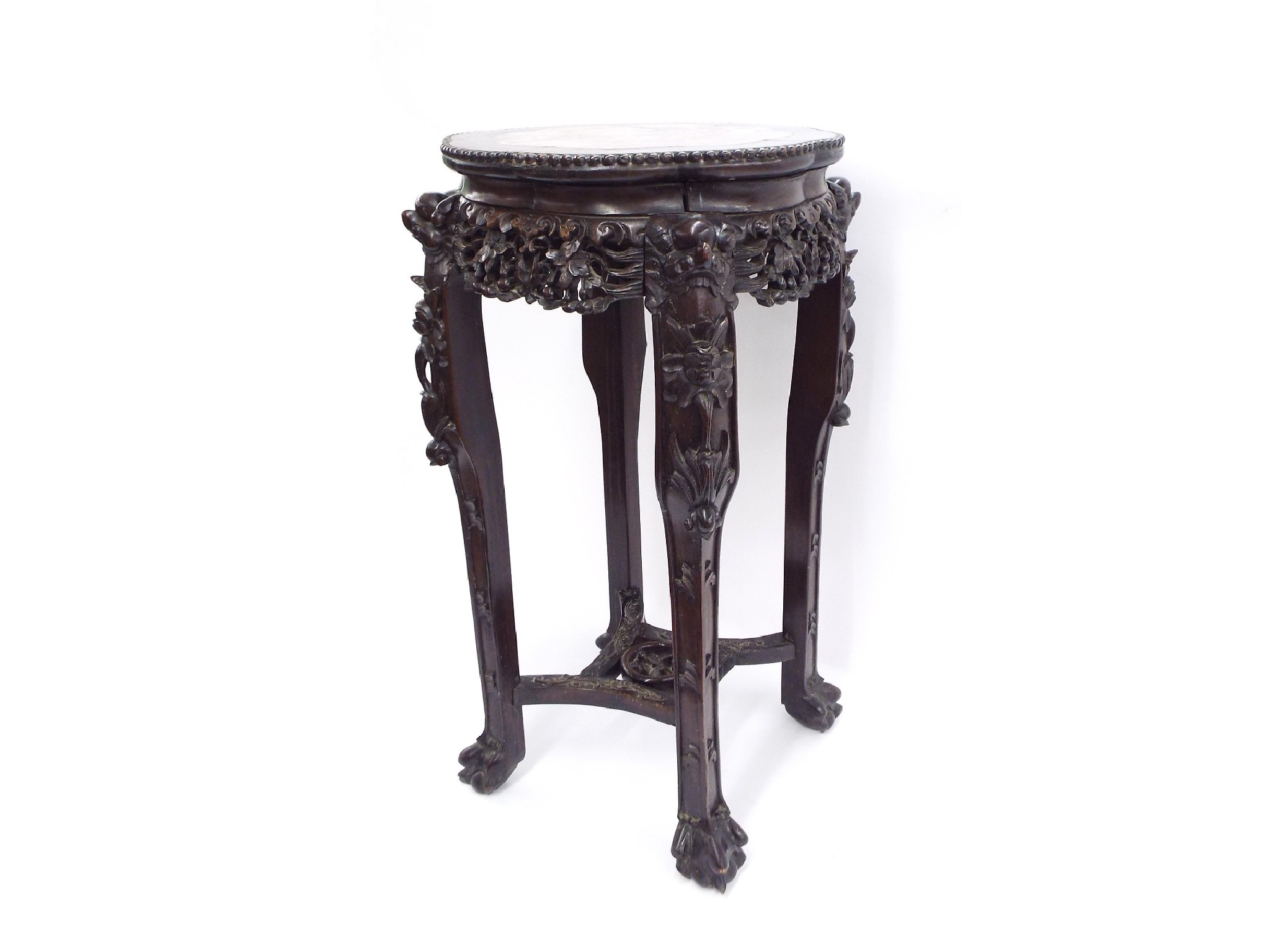 Appraisal: Chinese hardwood jardiniere stand the wavy rim fitted with a