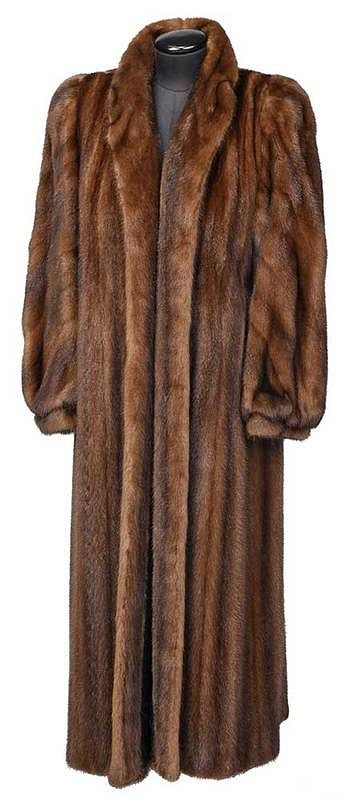 Appraisal: Frances Kahn Full Length Brown Mink Coat th century black