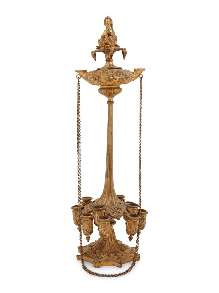 Appraisal: A Continental Gilt Bronze Candelabrum A Continental Gilt Bronze Candelabrum