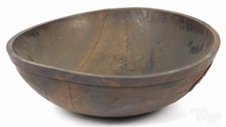 Appraisal: Large turned wood bowl th c '' h '' dia