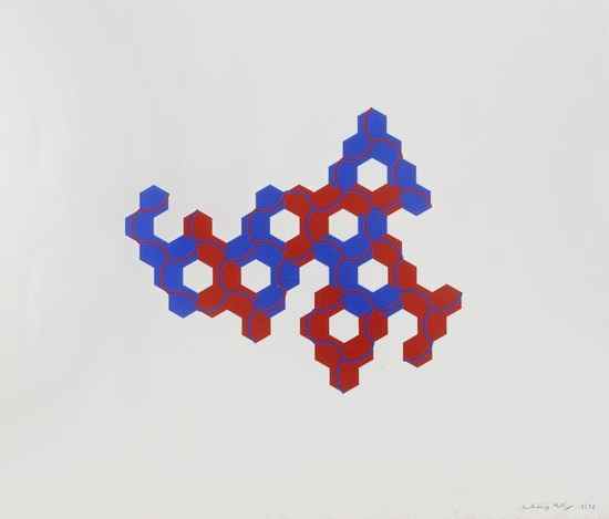 Appraisal: Anthony Hill b Red and Blue screenprint in colours signed