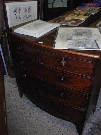 Appraisal: A TH CENTURY MAHOGANY BOW FRONT CHEST of two short