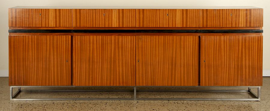 Appraisal: MID CENTURY MODERN MAHOGANY SIDEBOARD A mid century modern Italian