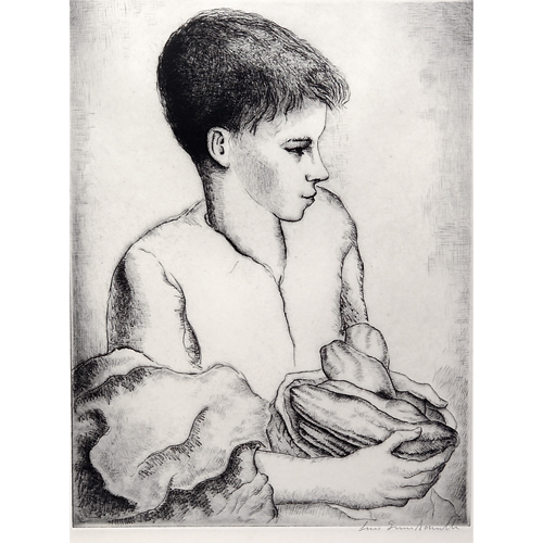 Appraisal: Two prints Luis Quintanilla Garden Boy drypoint etching x pencil