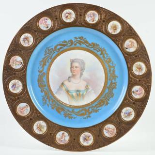 Appraisal: French gilt bronze and Sevres porcelain table top Late th