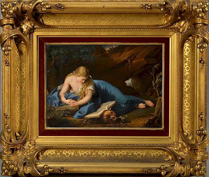 Appraisal: K P M Beautifully Painted Plaque of Mary Magdalen K