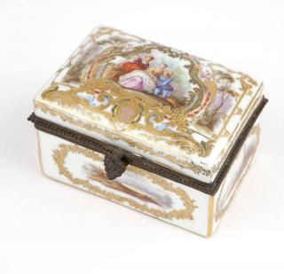 Appraisal: A polychrome dresser box Marx Eugene Clauss Last quarter th