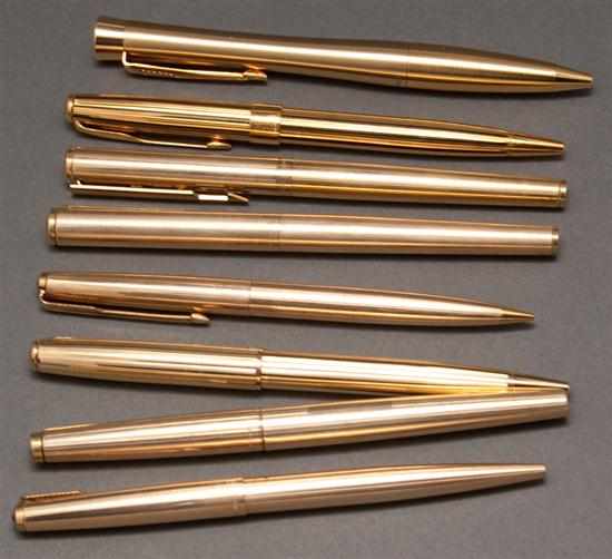 Appraisal: Two Parker gold colored ''Sonnet'' ballpoint pens and six similar