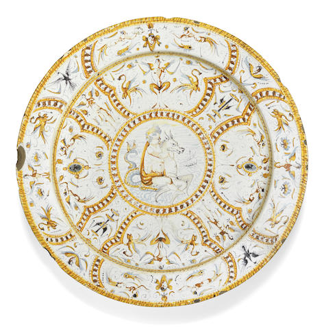 Appraisal: A large Deruta maiolica dish circa - Painted with a