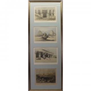 Appraisal: -part Framed Antique Egyptian Hand Colored Engravings Including the Portico