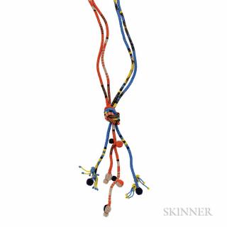 Appraisal: Two Glass Bead Lariat Necklaces Attributed to Wiener Werkstatte c