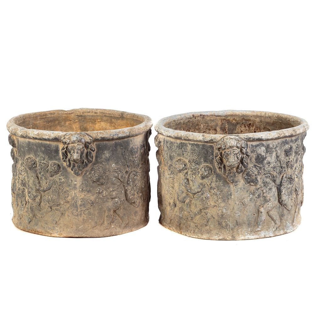 Appraisal: Pair of Cast Lead Garden Planters First half- th century