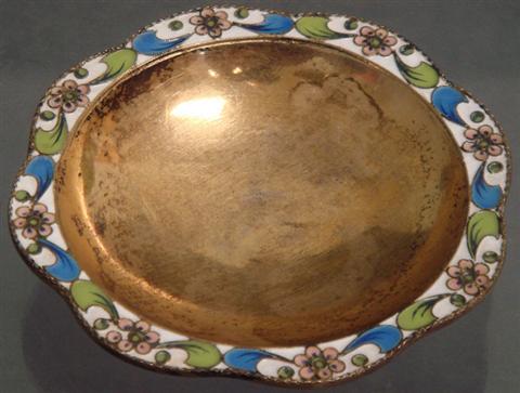 Appraisal: Enameled silver shallow dish with Cyrillic hallmarks also marked in