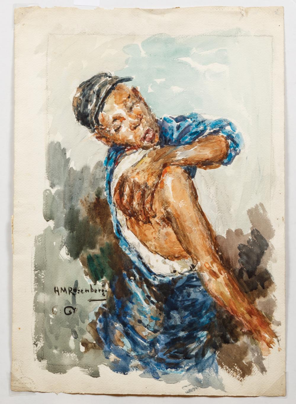 Appraisal: Henry Mortikar Rosenberg American - Man Scratching His Back watercolor