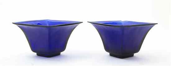 Appraisal: A Pair of Peking Glass Cobalt Blue Bowls each of