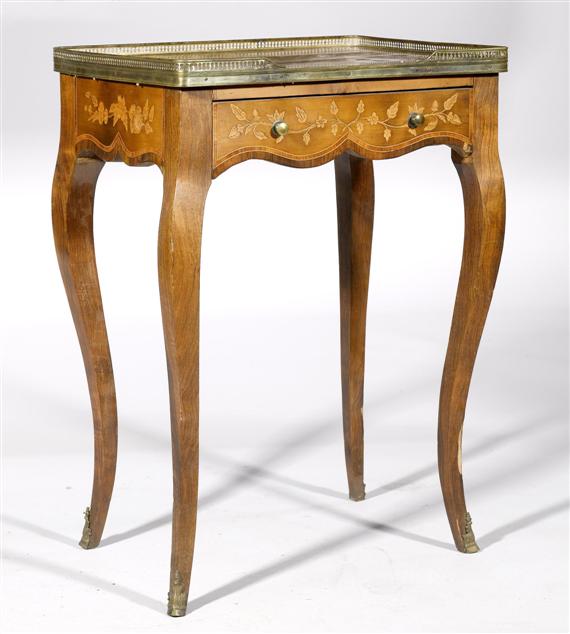 Appraisal: A MARQUETRY SIDE TABLE Louis XV style late th c