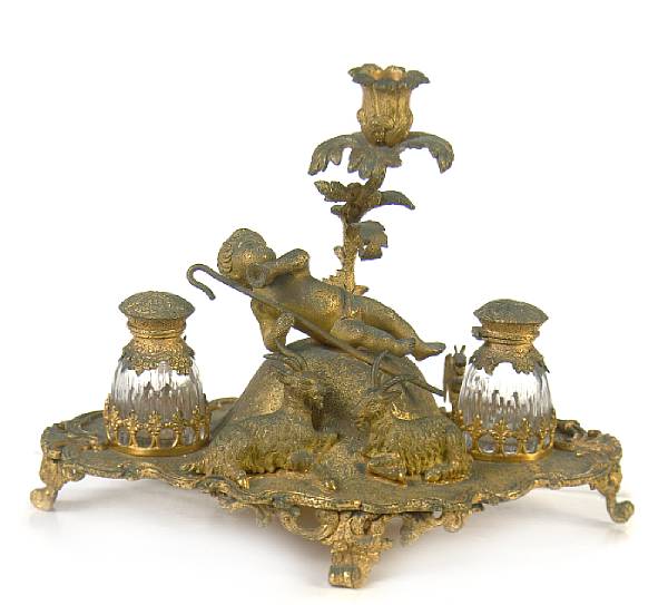 Appraisal: A French ormolu encrier height in