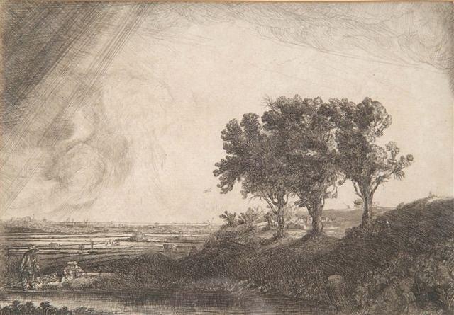 Appraisal: AFTER REMBRANDT VAN RIJN - The three trees B etching