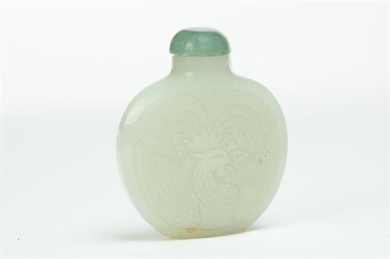 Appraisal: SNUFF BOTTLE China possibly th century Pale green jade with