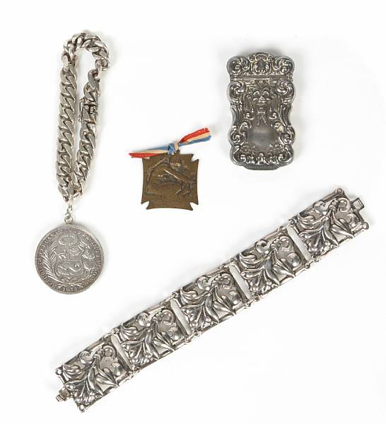 Appraisal: A collection of silver items comprising one sectional bracelet one