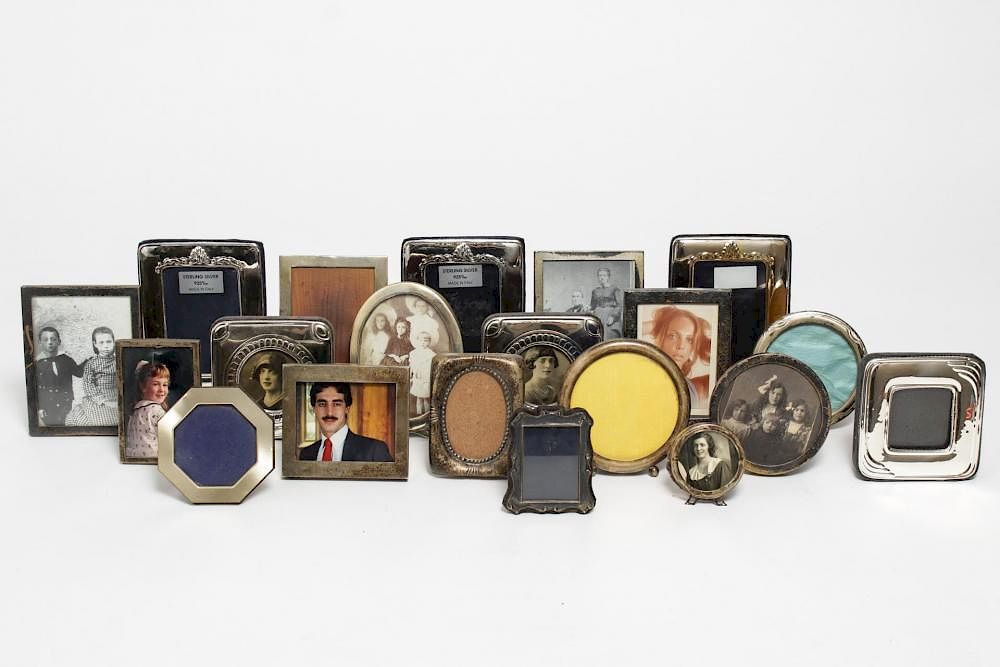 Appraisal: Silver Photo Picture Frames Miniature Scale Miniature photo frames in