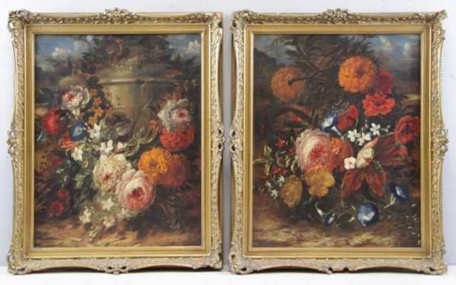 Appraisal: Pair of th C or Earlier Floral Still Lifes From