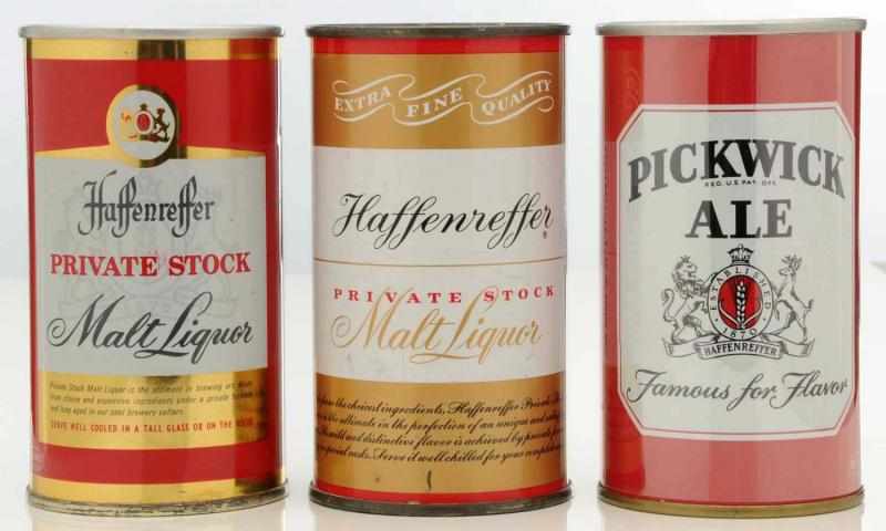 Appraisal: Haffenreffer Pickwick Beer Cans - zip top has been opened