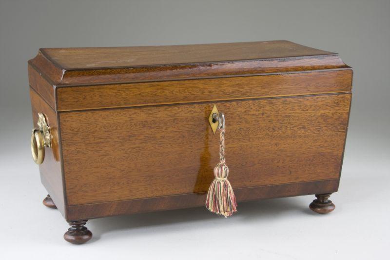 Appraisal: English Tea Caddy th century sarcophagus form on turned feet