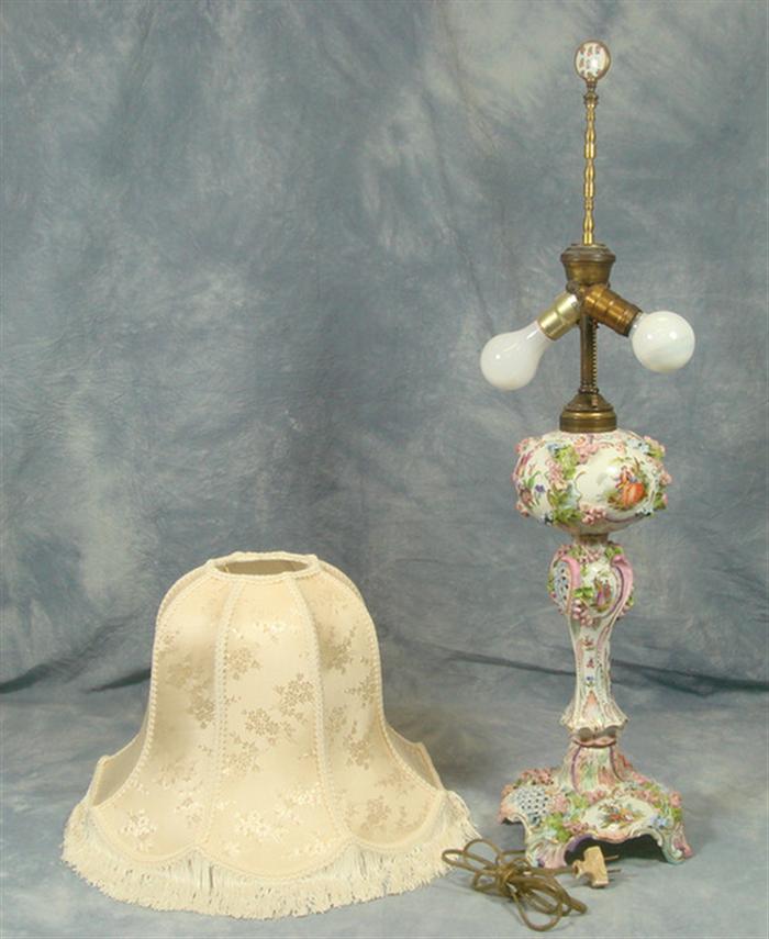 Appraisal: Meissen Carl Thieme floral scenic decorated converted oil lamp base