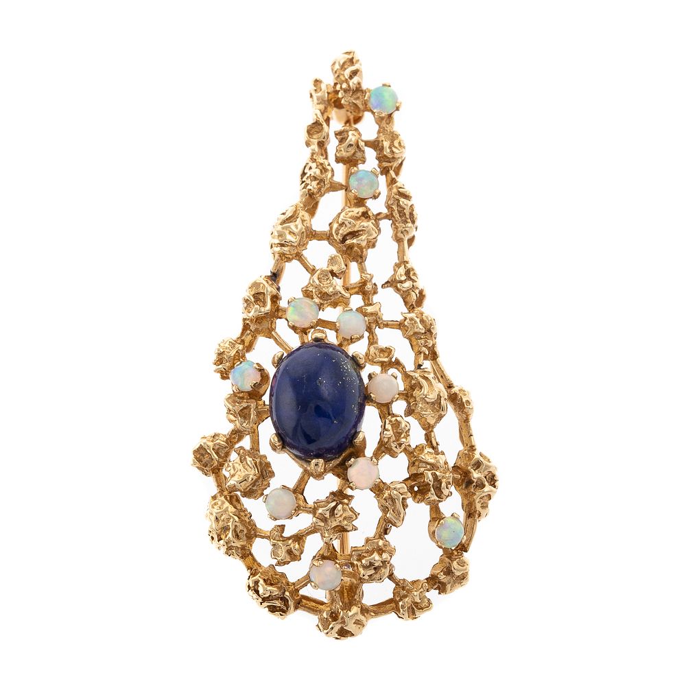 Appraisal: A Vintage K Lapis Opal Freeform Brooch K yellow gold