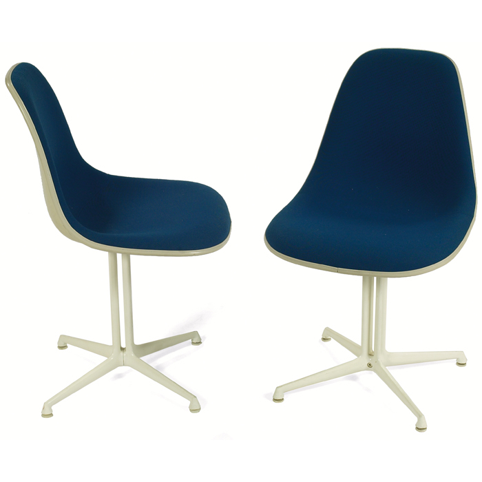 Appraisal: Eames La Fonda chairs pair blue wool