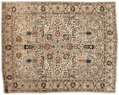 Appraisal: Tabriz rug repeating floral and vine motifs on ivory ground