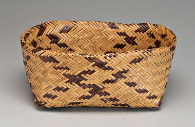 Appraisal: Cherokee river cane basket bands of dark brown decoration double