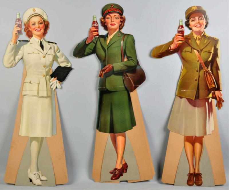 Appraisal: Life-Size Coca-Cola Service Women Cutouts All five cardboard cutouts are