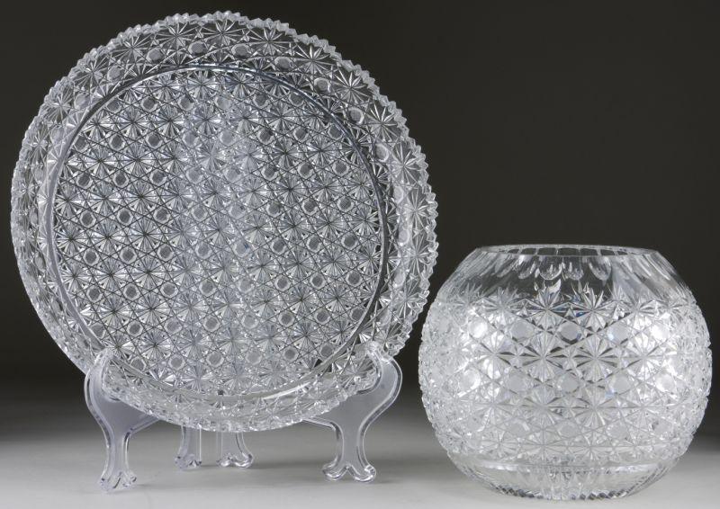 Appraisal: A Cut Glass Rose Bowl and Underplate cut in the