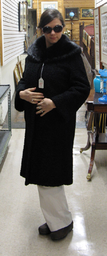 Appraisal: A PIERRE CARDIN PARIS LABEL BLACK CARACUL EVENING COAT having