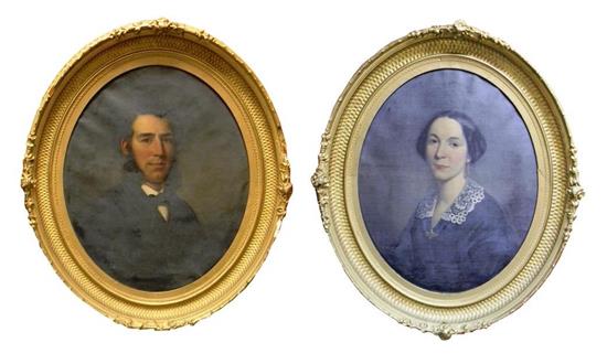 Appraisal: Pair th C American oval portraits Mary Ellen Bayard Banta