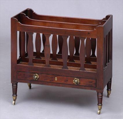 Appraisal: REGENCY MAHOGANY TWO-SECTION CANTERBURY With flat banister-form uprights the base