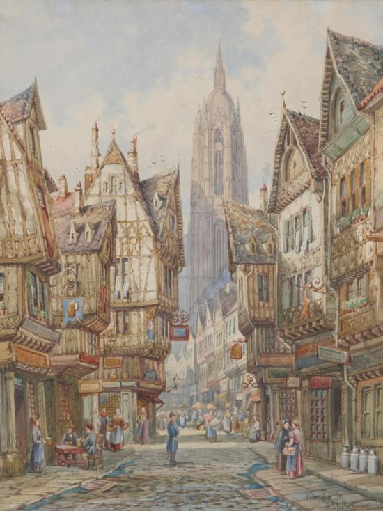 Appraisal: A SCHAFER German th th Century FRANKFURT STREET SCENE WITH