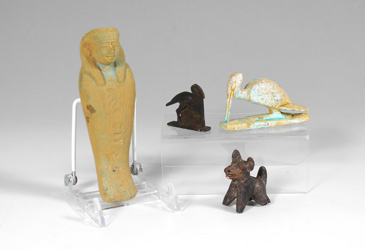 Appraisal: PIECE EGYPTIAN SMALL FIGURAL SCULPTURE LOT pieces total to include