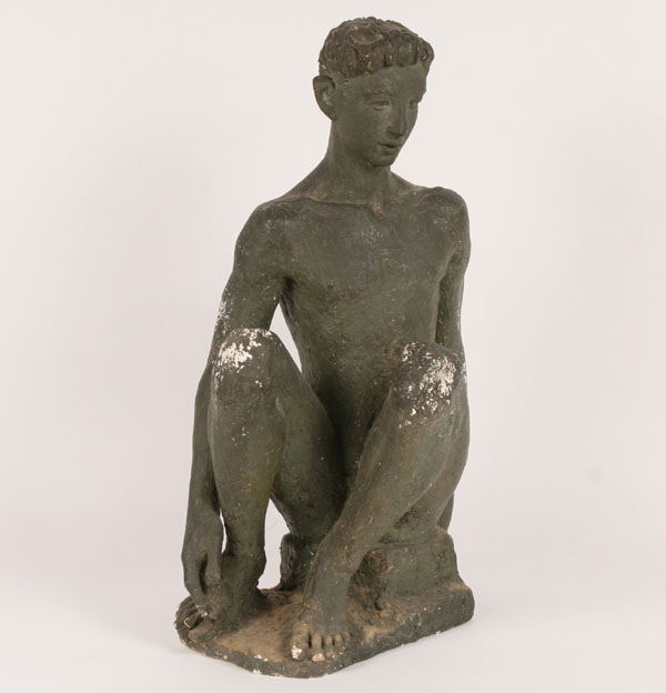 Appraisal: Robert Lohman American - seated nude male figure painted plaster