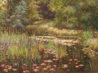 Appraisal: Mary Goetz American Contemporary Lily Pond Oil on canvas signed