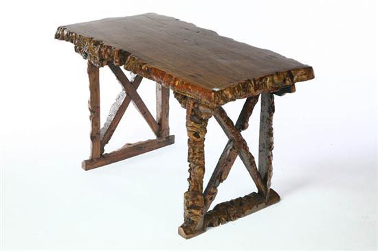 Appraisal: ROOT TABLE China th century Rectangular table with sawbuck-type ends