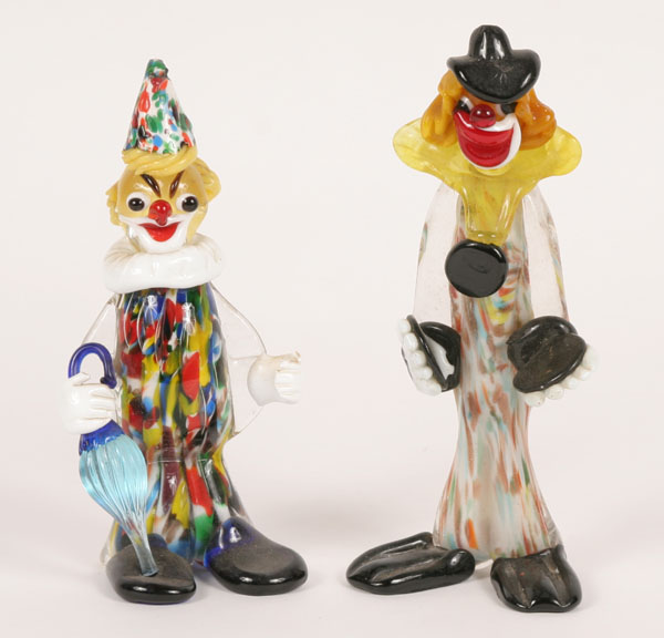 Appraisal: Two Venetian art glass clowns paper label Tallest H Very