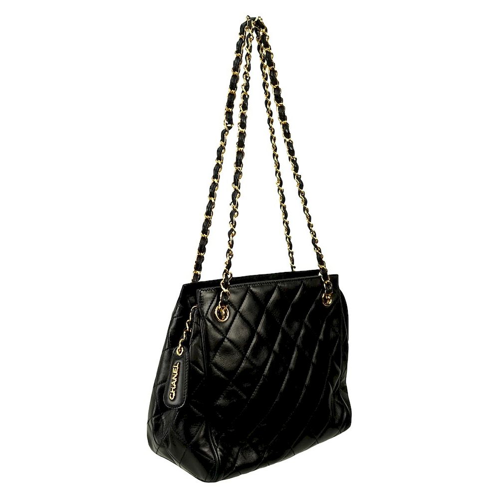 Appraisal: Chanel Bag Chanel Black Quilted Leather Square Zip Shoulder Bag