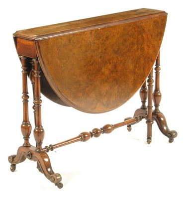 Appraisal: A Victorian walnut and burr walnut Sutherland table the oval