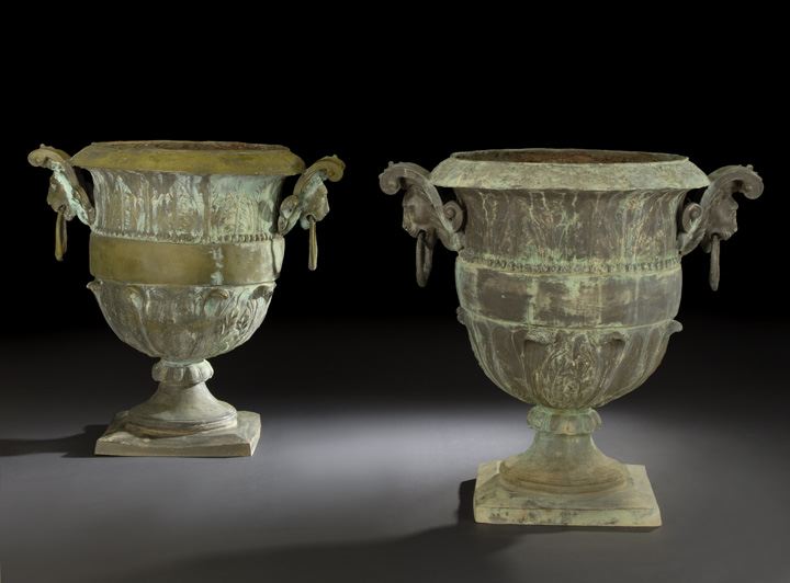 Appraisal: Monumental Pair of French Bronze Footed Tree Tubs first quarter