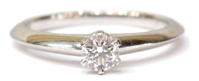 Appraisal: Ladies Tiffany Company platinum and diamond solitaire ring having ct